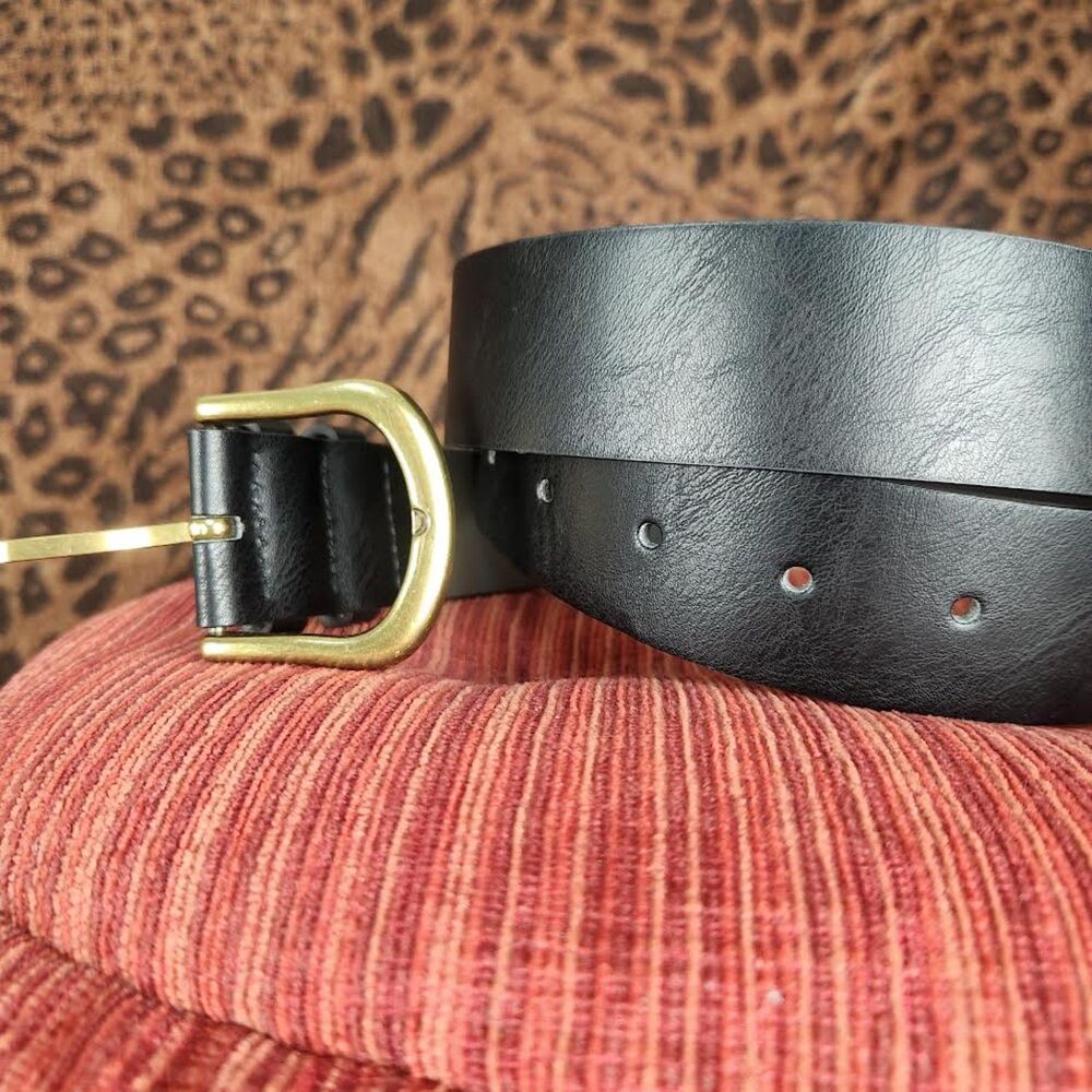 New Black Belt with Brass Buckle. Size 38